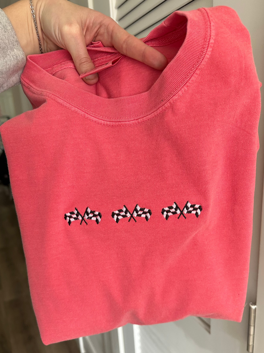 Embroidered Checkered Flag Tshirt